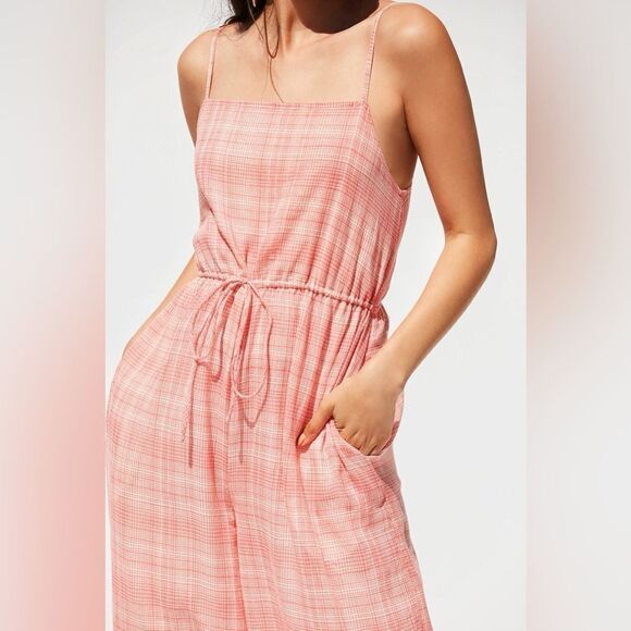 Urban Outfitters Audra Jumpsuit Gingham Plaid Medium Lined Party Vacation - Picture 3 of 15